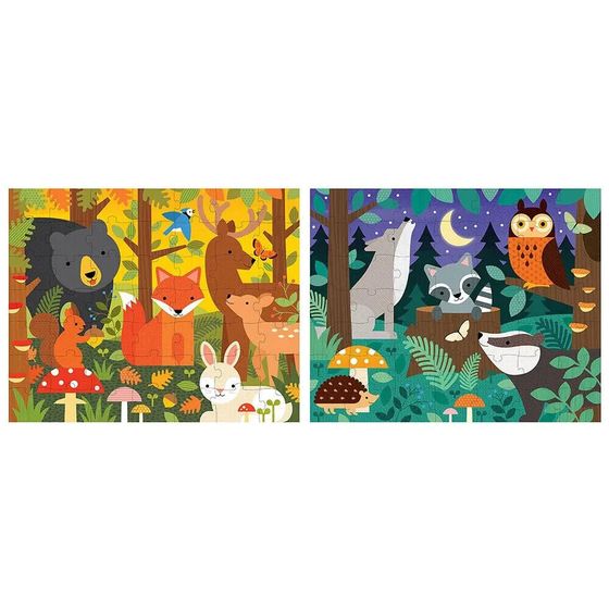 PETIT COLLAGE Two Sided On-The-Go Puzzle Woodland