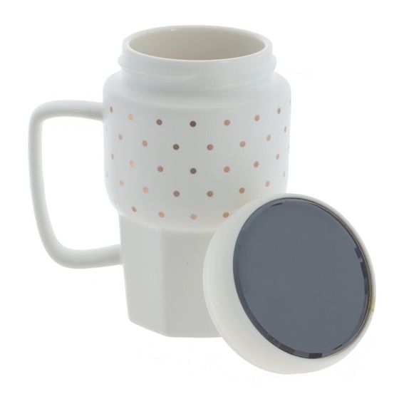 Кружка с крышкой, 450 мл, L11,5 W8 H13,5 см, дизайн микс