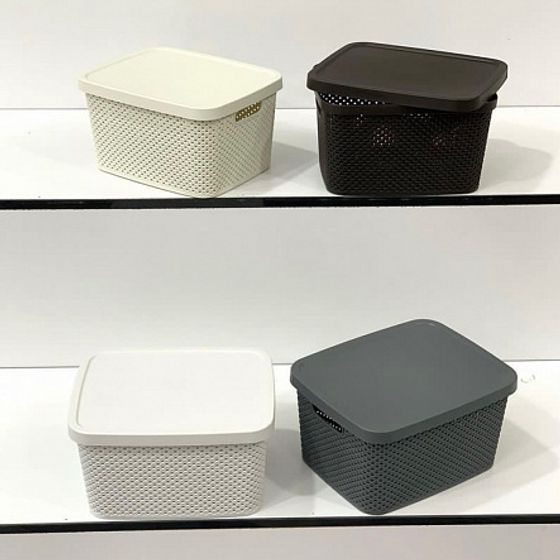 Ящик для хранения DIAMOND розовый 13л с крышкой