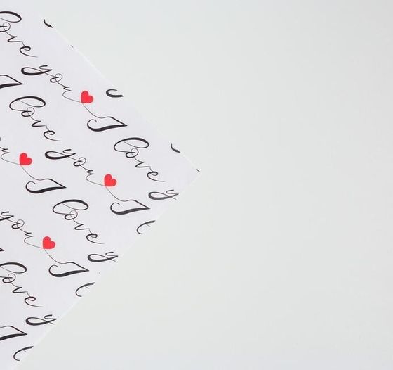!09 Бумага упаковочная 2 листа глянцевая «Love you», 70 × 100 см