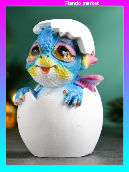 !09 Набор из 2-х фигурок - Фигура &quot;Дракошка в яичке&quot; 5,5х5х8 см. цвет синий