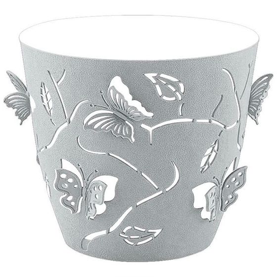 Горшок для цветов Plast Team Butterflies 0,7л D115мм круглый серый шторм