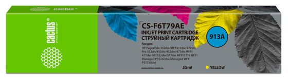 Картридж струйный Cactus CS-F6T79AE 913A (есть ограничения по прошивке) желтый (55мл) для HP PW 352dw/377dw/Pro 477dw/452dw