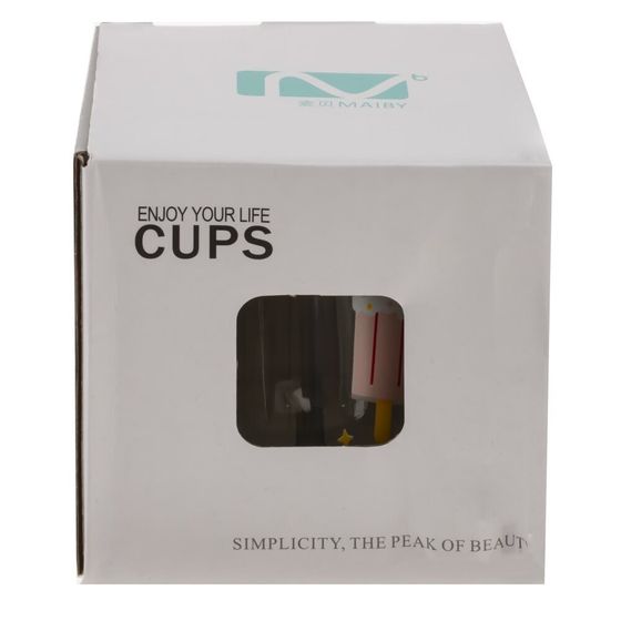 Кружка с крышкой 320 мл, L7 W7 H8 см, дизайн микс