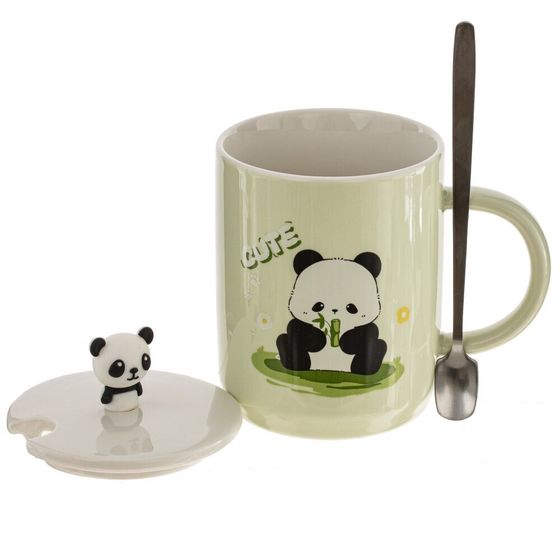 Кружка с крышкой и ложкой, 250 мл, L7,9 W7,9 H10 см