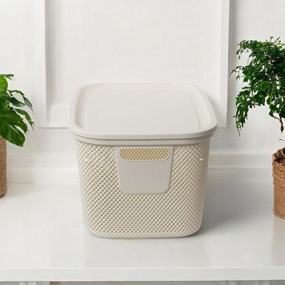 Корзина NICKEL кремовая 18л 28.5х38х22.2см с крышкой