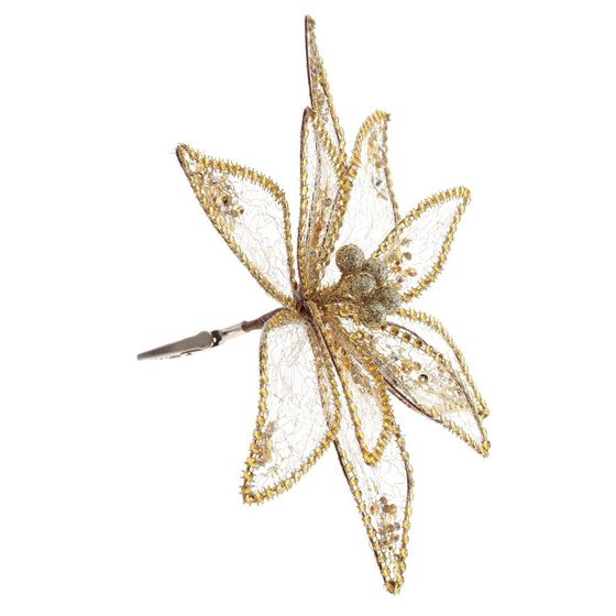 Цветок искусственный &quot;Пуансеттия&quot; (на клипсе), L23 W23 H12 см