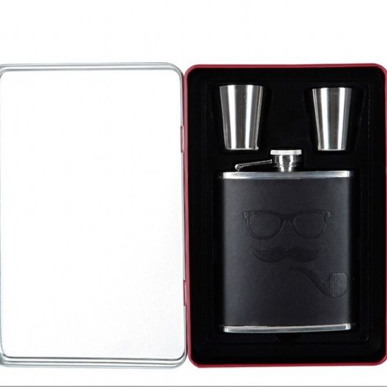 !09 Набор подарочный "Корабль" (20.2x13.2x6.7)/фляга д/спиртных напитков, 200 мл и 2 стопки/, 3 предмета