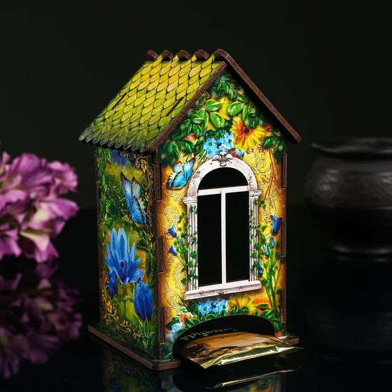 Чайный домик &quot;Домик с корзинкой цветов&quot;, 9,8×9,8×17,4 см