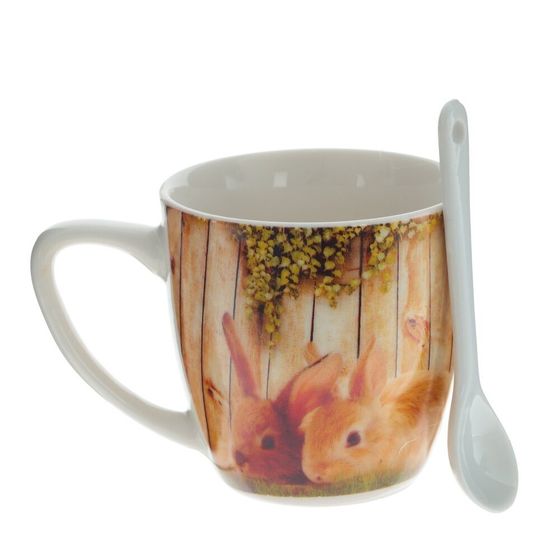 Кружка с ложкой, 150 мл, L10 W7 H7,5 см, 4в