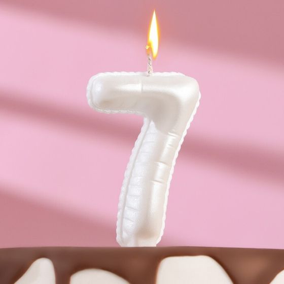 Свеча в торт «Шары», цифра 7, жемчужный, 5.5 см