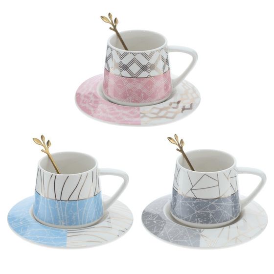 Кружка с блюдцем и ложкой, 200 мл, L15 W15 H8 см, 3в.