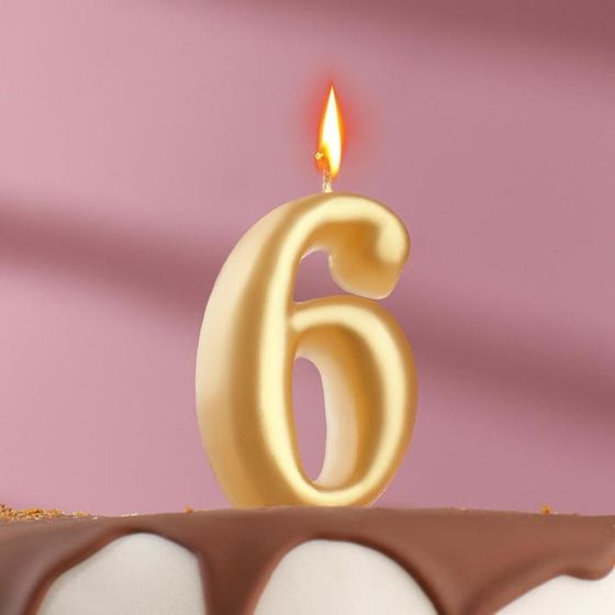 Свеча для торта «Цифра 6», золотая, 5.5 см
