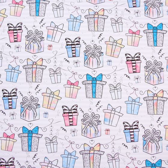 !09 Бумага упаковочная 2 листа глянцевая «Подарочки», 70 × 100 см