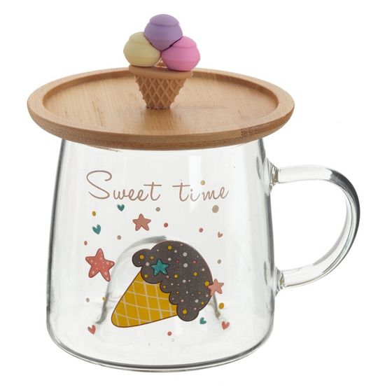 Кружка с крышкой-подставкой, 350 мл, L11 W9 H11,5 см, дизайн микс