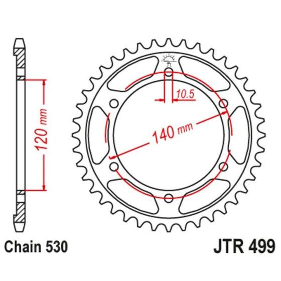 Звезда ведомая JT sprockets JTR499-40, цепь 530, 40 зубьев