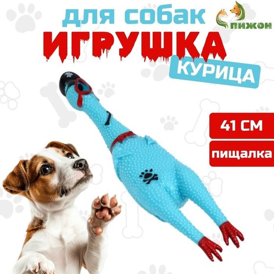 Игрушка пищащая &quot;Курица-пират&quot; для собак, 41 см, голубая