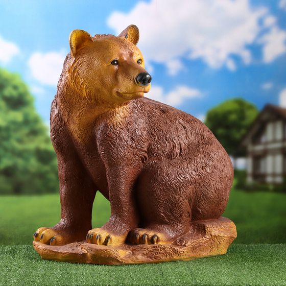 Садовая фигура &quot;Медведь сидя большой&quot; коричневый, 40х50х48см