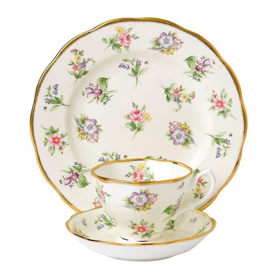 100 Years 1920 3-Piece Set , Teacup Saucer &amp; Plate - Spring Meadow