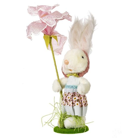 Фигурка декоративная &quot;Зайка с цветком&quot;, L12 W10,5 H39 см