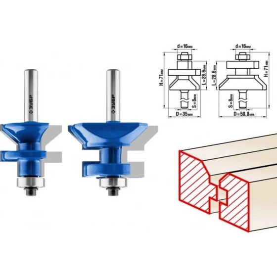 Набор фрез ЗУБР 28770-50-H2, для вагонки, хвостовик d = 8 мм, 50 x 30 мм