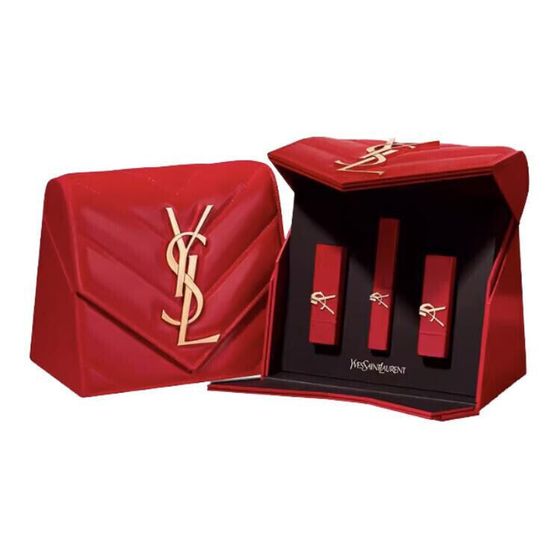 SAINT LAURENT Star Matte Lipstick Box Makeup Sets Easy-to-Blend Matte Finish Complexion Three-Piece Set