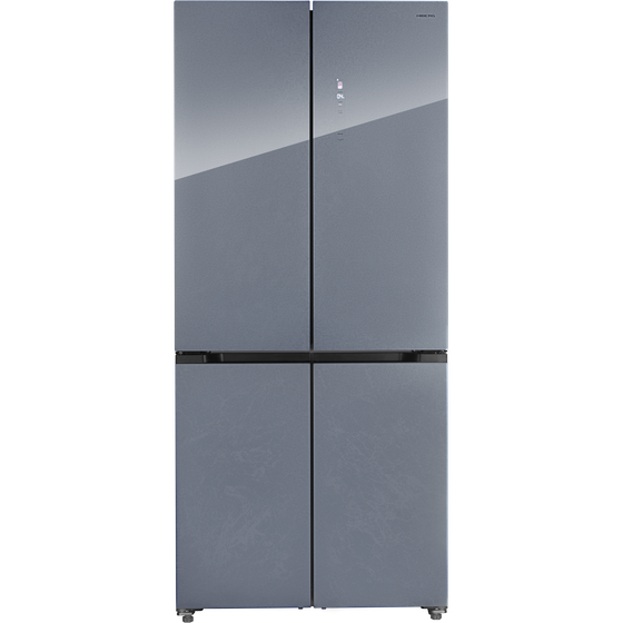 Холодильник Hiberg RFQ-600DX NFGС inverter холодный серый, стекло, трехкамерный (Side-by-Side)