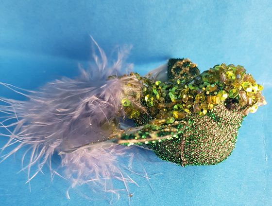 !09 НАБОР 3 ШТУКИ - ЕЛОЧНАЯ ИГРУШКА НА КЛИПЕ "BIRD OF PARADISE" , ПТИЧКА, цвет зеленый