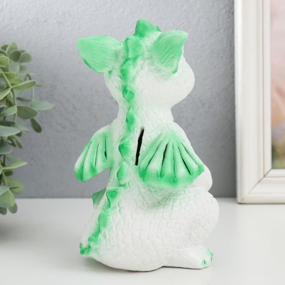 !09 Копилка "Дракончик" 18х10х10 см, цвет бело-зеленый