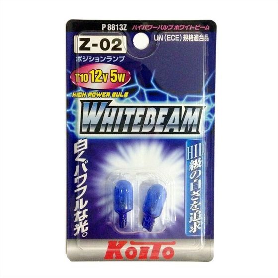 Лампа дополнительного освещения Koito 12V 5W T10 HIGH POWER BULB (3900K, Whitebeam), 2 шт.