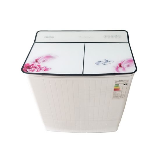 Стиральная машина Willmark WMS-50G (стирка 5.0кг, стекл.крыш, насос.) Бел стекло фиолет цветы