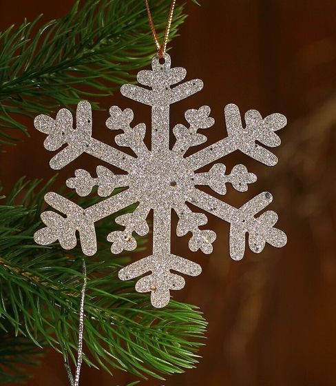 !09 Набор новогодних подвесок(набор 7 штук) «Снежный блеск», цвет красный - 4 штуки, цвет серебро - 3 штуки 11 х 11 х 0,2 см.