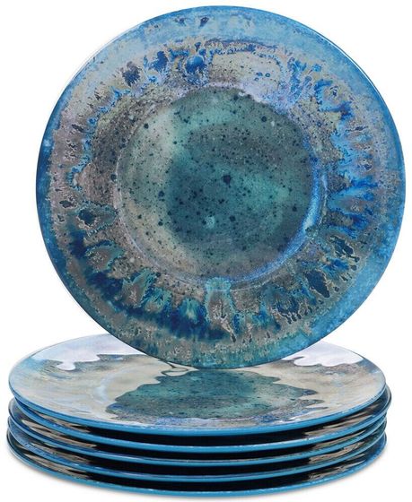 Radiance Teal Melamine Dinner Plates, Set of 6