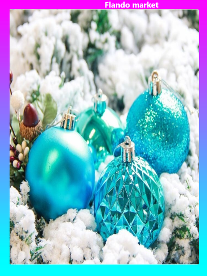 !09 Набор елочных игрушек(16 штук): Ёлочные игрушки "Нобиле" d=6 см, цвет бирюзовый