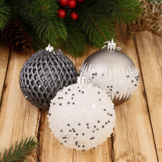 !09 Набор шаров пластик d-8 см, 9 шт &quot;Металлик&quot; россыпь