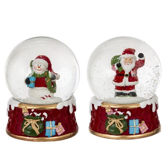 Фигурка декоративная &quot;Дед Мороз/Снеговик&quot; в стекл шаре, L7,5 W7,5 H8,5 см, 2в.
