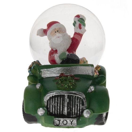 Фигурка декор в стекл шаре &quot;Дед Мороз на машине&quot;, D 4.5 см, L7,5 W5 H7 см