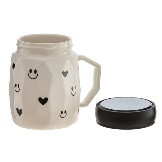 Кружка с крышкой, 450 мл, L7 W7 H11,2 см