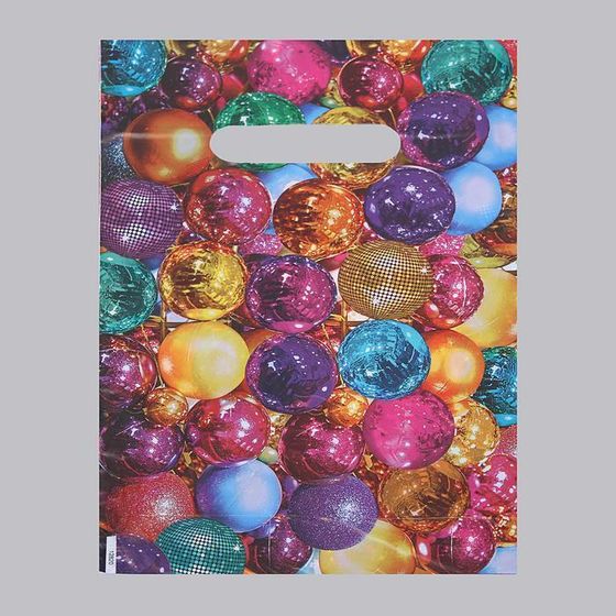 !09 Пакет "Елочные шары" (набор 25 штук) полиэтиленовый с вырубной ручкой, 30 мкм 20 х 30 см.