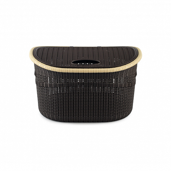 Корзина для белья 24л с крышкой коричневая