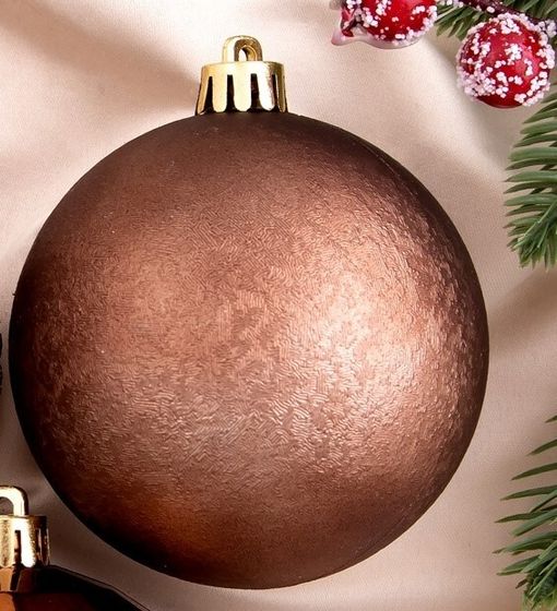 !09 Набор елочных шаров (набор 6 штук) "Ажурный перелив", d=8 см, цвет коричневый