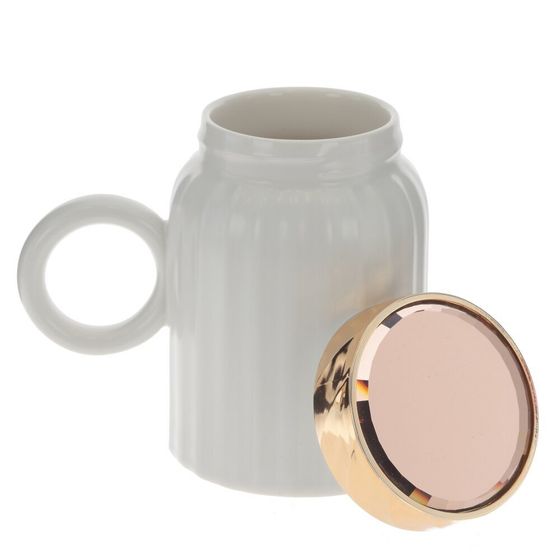 Кружка с крышкой, 500 мл, L14 W9 H13 см, дизайн микс