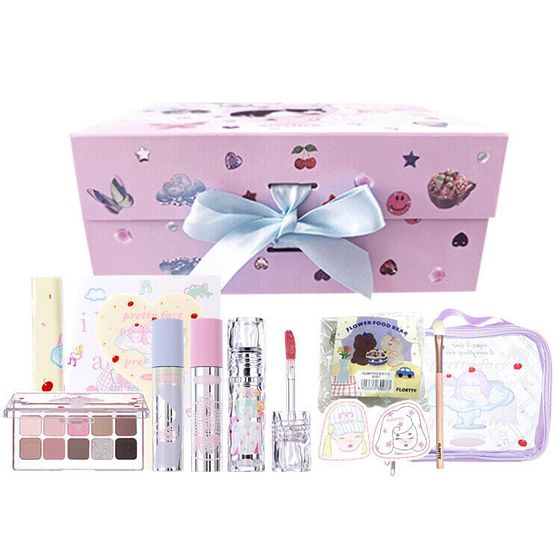 FLORTTE Girls&#39; Dormitory Perfect Score Heartbeat Box Makeup Sets Easy-to-Blend Natural Set Of 11