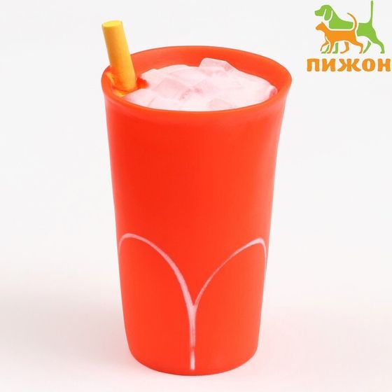 Игрушка пищащая &quot;Мороженое в стакане&quot; для собак, 13 х 7 см, красная