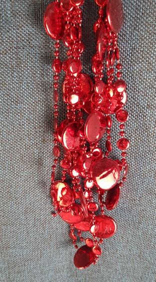 !09 ЕЛОЧНОЕ УКРАШЕНИЕ - БУСЫ &quot;КРУГИ&quot; 2,7 М., ЦВЕТ КРАСНЫЙ