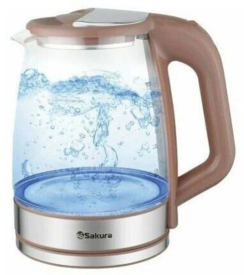 Чайник электрический Sakura SA-2722BR 2.2л 1800Вт прозрачный/коричневый