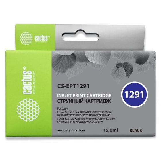 Картридж струйный Cactus CS-EPT1291 черный для Epson Stylus Office B42/BX305/BX305F/BX320/BX525/BX62