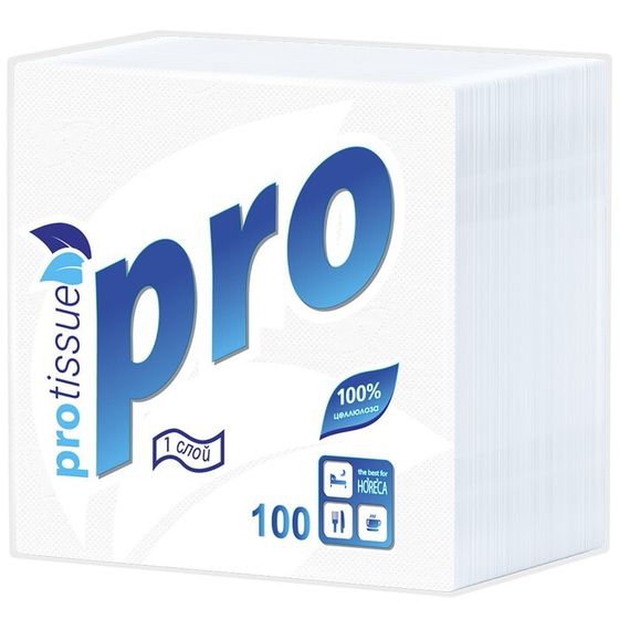 Салфетки бумажные PROtissue С184, Premium, 1-слойные, 24х24 см, 100 штук в упаковке