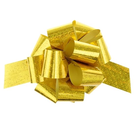 !09 Бант-шар (набор 12 штук) №5 голография, цвет желтый