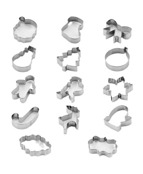 (14-Pieces) Metal Christmas Cookie Cutters - Stainless Steel Christmas Cookie Cutters With Folded Edges